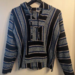 Vintage Blue Striped Baja Hoodie